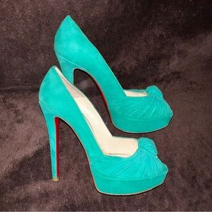 CHRISTIAN LOUBOUTIN JENNY KNOT PLATFORM HEELS SUEDE
